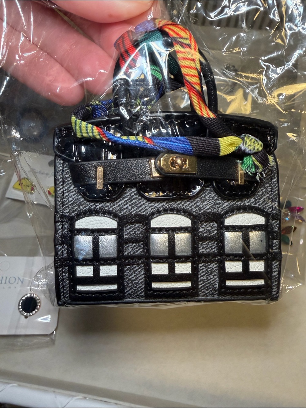Black Birkin Bag Charm with Feet - Picture 5 of 5